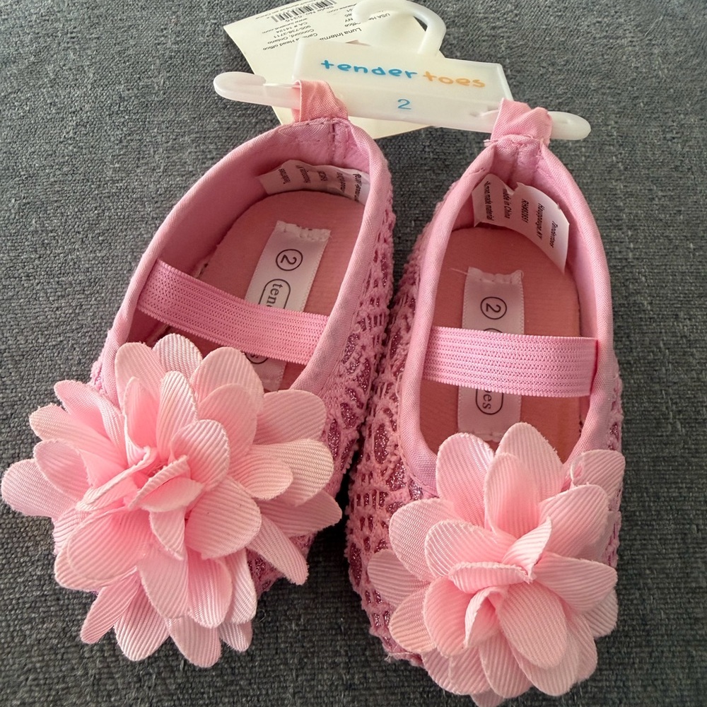 Pink Flower Lace Baby Girls Shoes